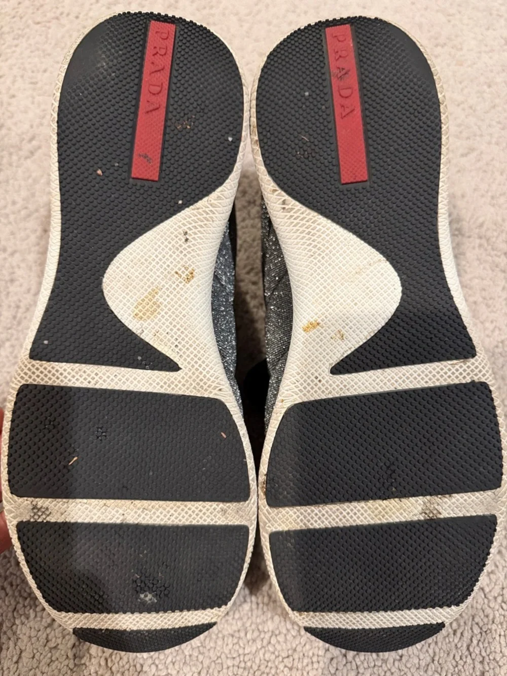 Prada Black and Silver Women's Sneakers - Picture 5 of 6